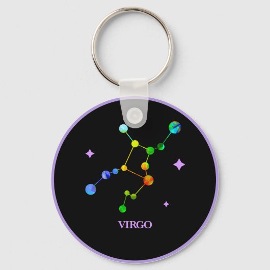 Black Zodiac Virgo Rainbow Schlüsselanhänger (Vorderseite)