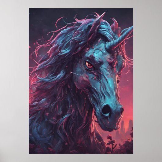 Black Zombie Unicorn Poster (Vorne)