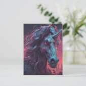 Black Zombie Unicorn Postkarte (Stehend Vorderseite)