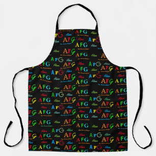 blackapron with pattern of color names & initials schürze