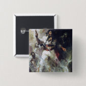 Blackbeard im Rauche und in den Flammen Button (Vorne & Hinten)