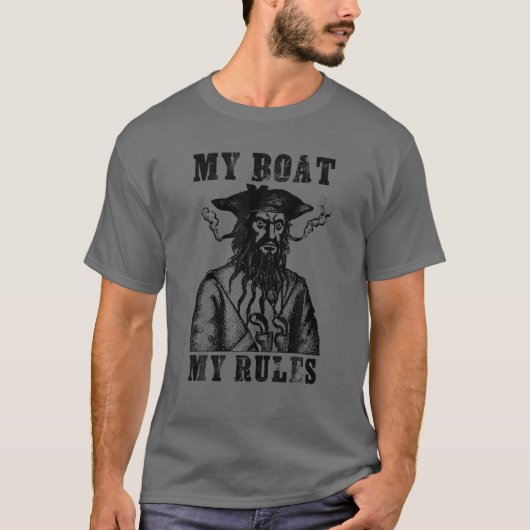 Blackbeard Pirate My Boat My Rules Funny Boating T-Shirt (Vorderseite)