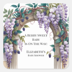 Blackberries & Wisteria Geschlechtsneutrale Babypa Quadratischer Aufkleber