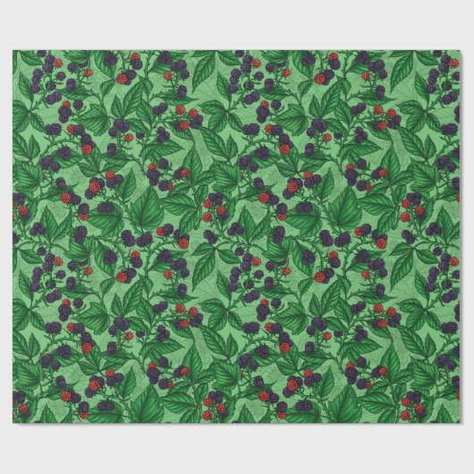 BlackBerry auf grün Geschenkpapier (Flach)