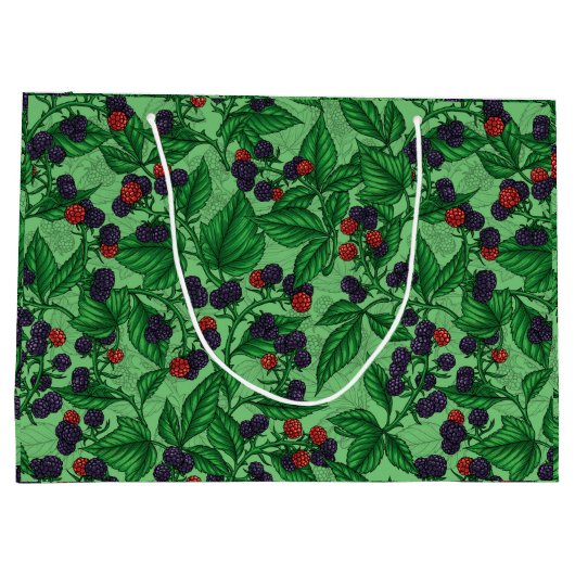 BlackBerry auf grün Große Geschenktüte (Rückseite)