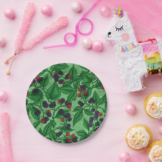 BlackBerry auf grün Pappteller (Party)