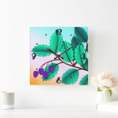 BlackBerry auf Zweig Quadratische Wanduhr (Zuhause)