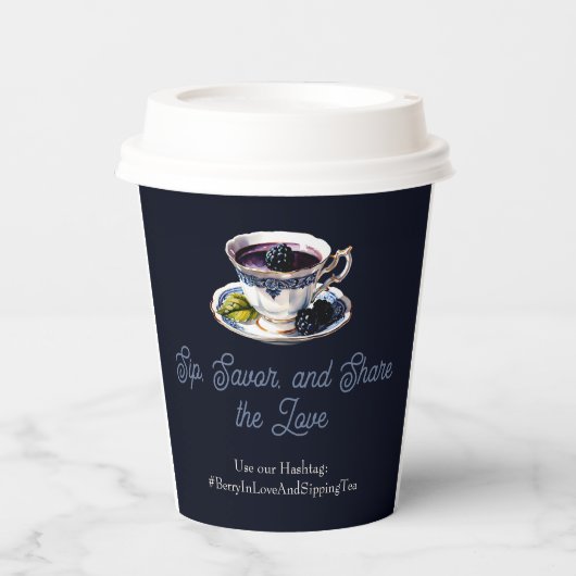 BlackBerry Blooms Tee-Party-Papiertüten Pappbecher (Vorderseite)