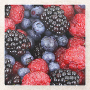 BlackBerry Blueberries Himbeeren Glasuntersetzer
