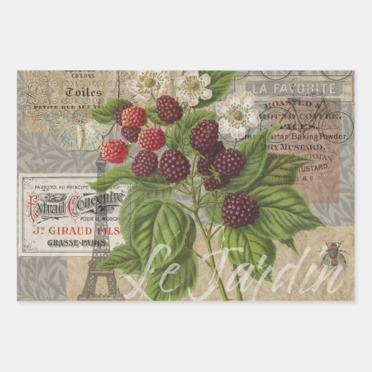 BlackBerry Blumengarten Blume Schmetterling Kunst Geschenkpapier Set (Vorderseite)