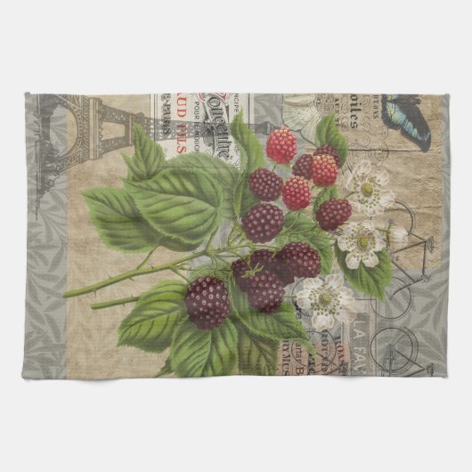 BlackBerry Blumengarten Blume Schmetterling Kunst Geschirrtuch (Horizontal)