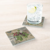 BlackBerry Blumengarten Blume Schmetterling Kunst Glasuntersetzer (Schrägansicht)