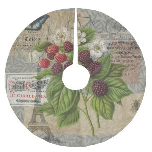 BlackBerry Blumengarten Blume Schmetterling Kunst Polyester Weihnachtsbaumdecke