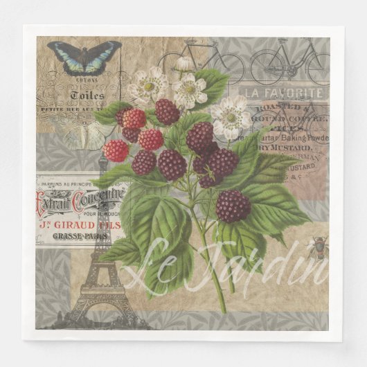 BlackBerry Blumengarten Blume Schmetterling Kunst Serviette (Vorderseite)
