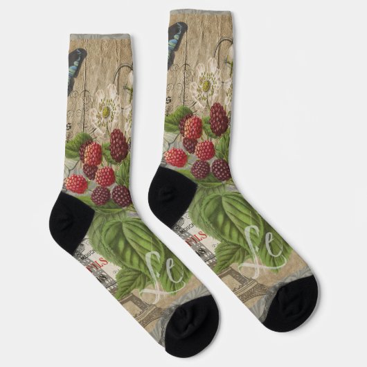 BlackBerry Blumengarten Blume Schmetterling Kunst Socken (Rechts)