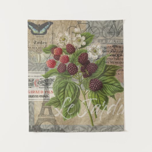 BlackBerry Blumengarten Blume Schmetterling Kunst Wandteppich (Vorderseite)