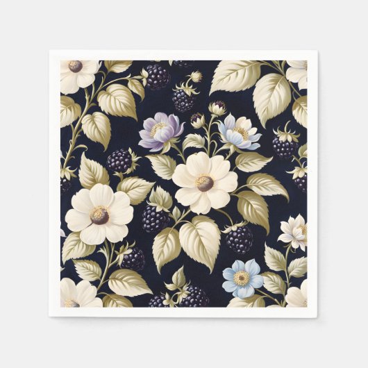 Blackberry & Blüten Serviette (Vorderseite)