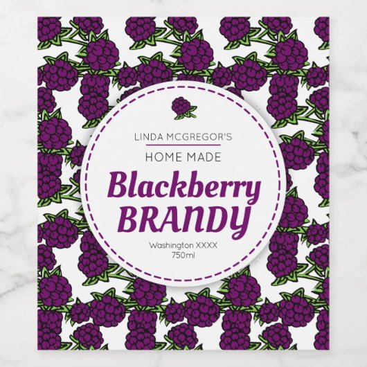 BlackBerry Brandy Custom Beerart Weinetikett (Einzelnes Label)