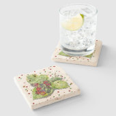 BlackBerry grün und rot Steinuntersetzer (Seitenansicht)