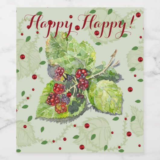 BlackBerry grün und rot Weinetikett (Einzelnes Label)