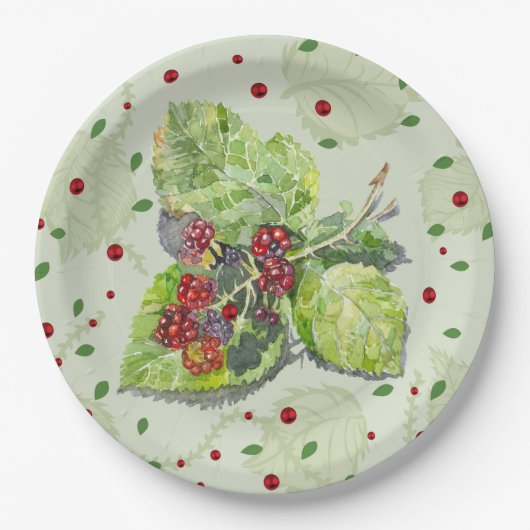 BlackBerry in Rot und Schwarz Pappteller (Vorderseite)