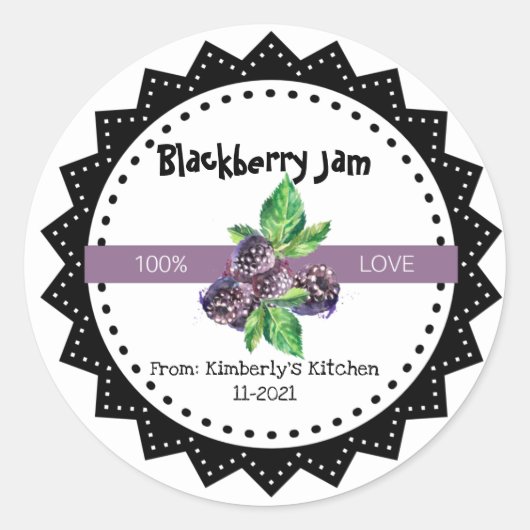 BlackBerry-Jam aus Liebe Rustikal Moderne Lila Runder Aufkleber (Vorderseite)