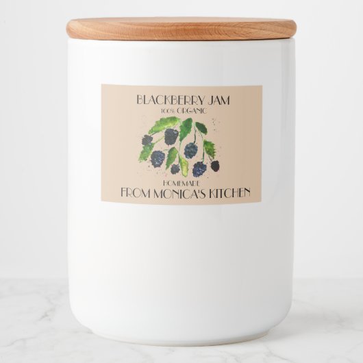 BlackBerry Jam BlackBerry Watercolor Beeren Lebensmitteletikett (Vorderseite)