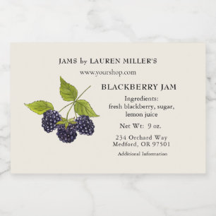 BlackBerry-Jam-Etikett mit Inhaltsstoffliste Lebensmitteletikett