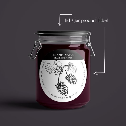 BlackBerry Jam Jar Label Packaging Design Runder Aufkleber