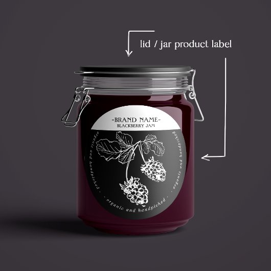 BlackBerry Jam Jar Label Packaging Design Runder Aufkleber