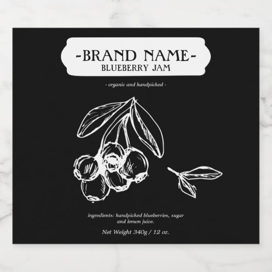 BlackBerry Jam Jar Label Packaging Design Schaumweinetikett (Einzelnes Label)