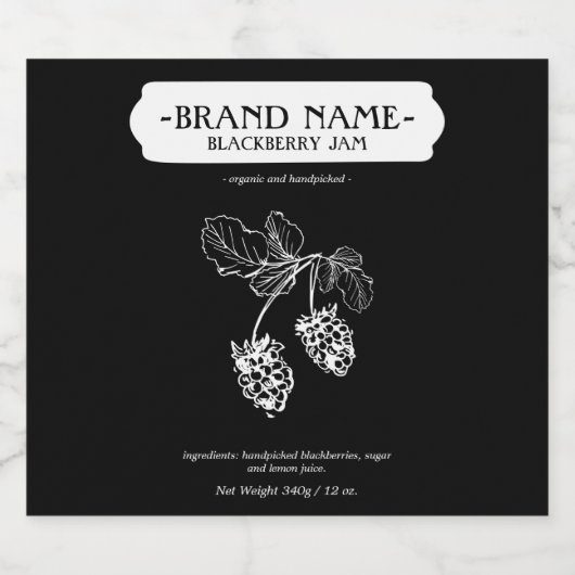 BlackBerry Jam Jar Label Packaging Design Schaumweinetikett (Einzelnes Label)
