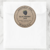 BlackBerry Jam Jelly Jar Label Kraft Paper Style Runder Aufkleber (Tasche)