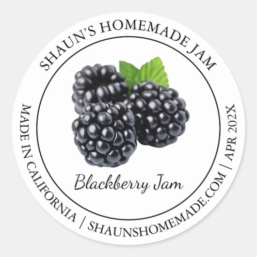 BlackBerry Jam Modern Label Runder Aufkleber (Vorderseite)