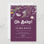 BlackBerry Lila Wildblume Oh Baby Dusche Einladung (Vorderseite)