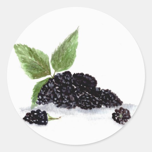 BlackBerry Obst Aquarellbeeren Lebensmittel Runder Aufkleber (Vorderseite)