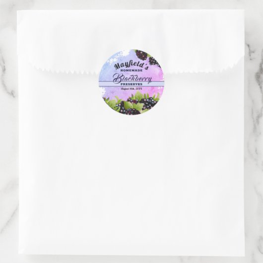 BlackBerry Obstkonserven | Jam Jar Label Runder Aufkleber (Tasche)