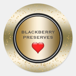 BlackBerry Preserve Jam Label Elegante Gold Runder Aufkleber