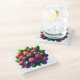 BlackBerry, RASPBERRIEN UND SCHULE Glasuntersetzer