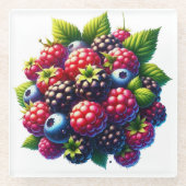 BlackBerry, RASPBERRIEN UND SCHULE Glasuntersetzer (Vorderseite)