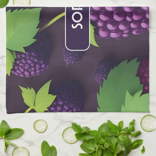 BlackBerry Retro Farbiges Personalisiertes Muster Geschirrtuch (Gefaltet)