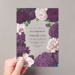 Blackberry, Smoky Plum & Lilac Ash Floral Wedding Acryleinladungen
