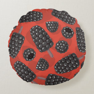 BlackBerry- und BlackBerry-Eissmuster Rundes Kissen