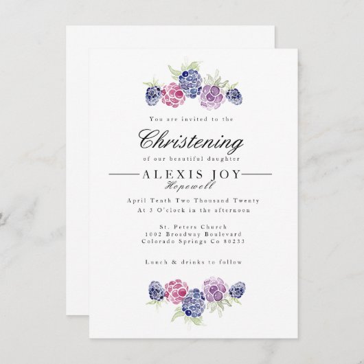 Blackberry | Wasserfarbenfrohe Weihnachtsfeiern Einladung (Vorne/Hinten)