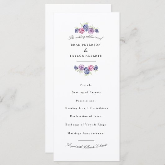 BlackBerry Watercolor-Hochzeitsprogramm Programm (Vorne/Hinten)