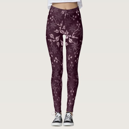 Blackberry Wein Muster Leggings (Vorderseite)