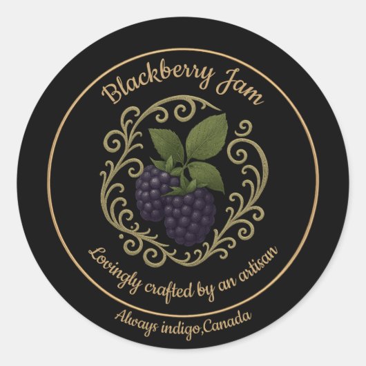 Blackberry Whisper – Artisan Jam Label Runder Aufkleber (Vorderseite)
