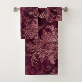 Blackberry Wine Pattern Badhandtuch Set