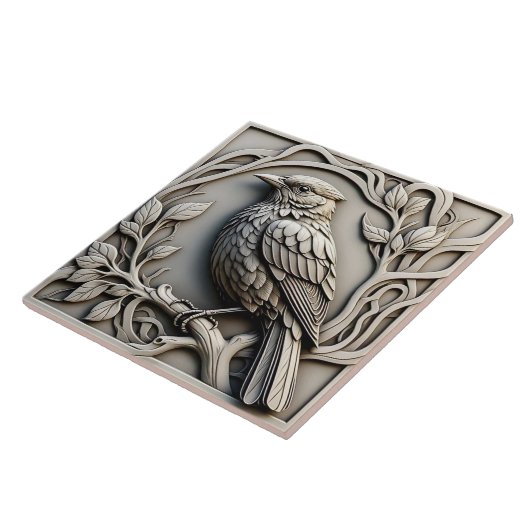Blackbird - Art Nouveau Keramik Tile Fliese (Seite)