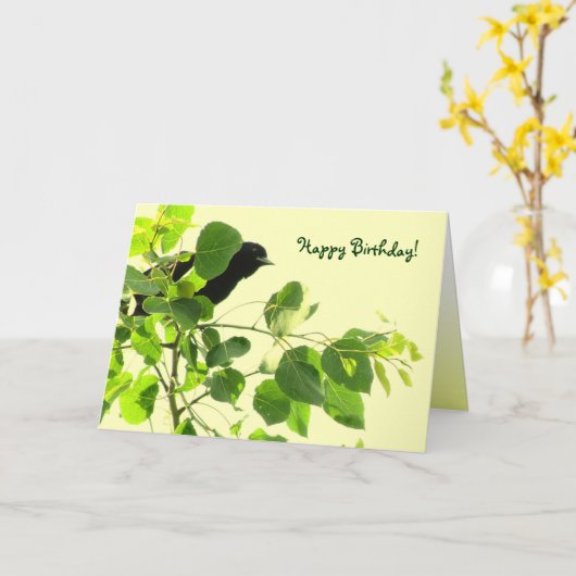 Blackbird Birthday Karte (Gelbe Blume)
